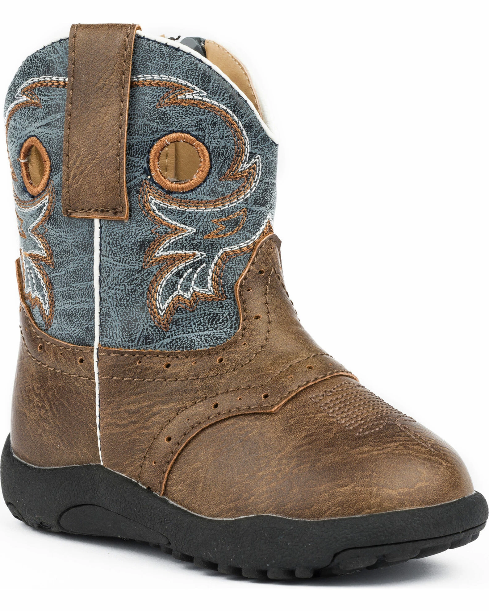 Roper Infant Boys' Daniel Distressed Saddle Vamp Cowbabies Boots - Round Toe For Infant-Boys' Brown 3 Roper Infant Boys' Daniel Distressed Saddle Vamp Cowbabies Boots - Round Toe For Infant-Boys' Brown