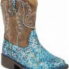 Roper Toddler Girls' Glitter Southwestern Cowgirl Boots - Square Toe For Toddler-Girls' Blue -Roper Shop 2000230439 400 P1