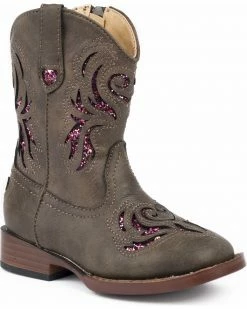 Roper Toddler Girls' Brown Glitter Breeze Cowgirl Boots - Square Toe For Toddler-Girls' -Roper Shop 2000230441 200 P1 1