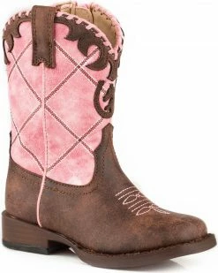 Roper Toddler Girls' Pink Diamond Stitching Boots - Square Toe  For Toddler-Girls'
