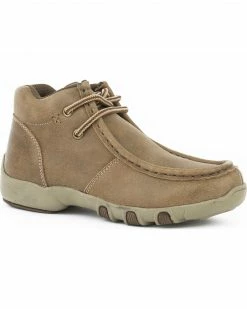 Roper Boys' Tan Vintage Leather Chukka Driving Mocs - Moc Toe