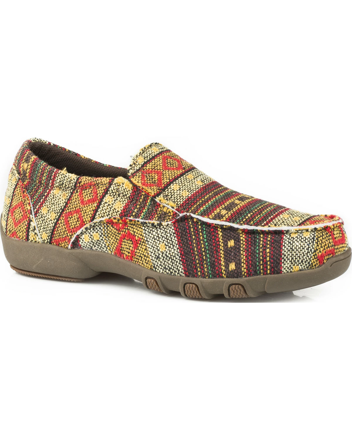 Roper Girls' Johnnie Golden Brown Multicolor Southwestern Driving Mocs - Moc Toe 4 Roper Girls' Johnnie Golden Brown Multicolor Southwestern Driving Mocs - Moc Toe - Image 2