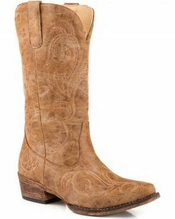 Roper Women's Tan Riley Vintage Western Boots - Snip Toe