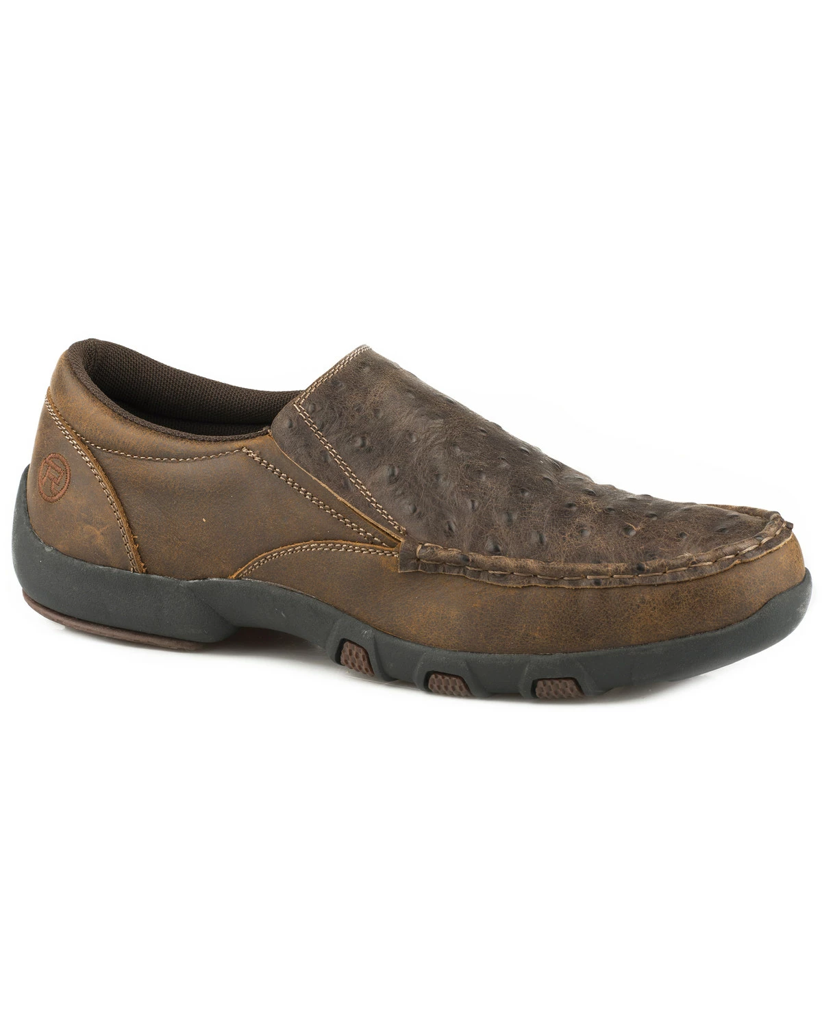 Roper Men's Owen Embossed Ostrich Driving Mocs - Moc Toe Brown 4 Roper Men's Owen Embossed Ostrich Driving Mocs - Moc Toe Brown - Image 2