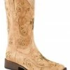 Roper Women's Tan Faith Cross Inlay Boots - Square Toe 