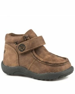 Roper Infant Boys' Moc Brown Faux Leather Cowbabies Chukkas - Moc Toe For Infant-Boys'