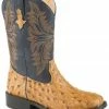 Roper Boys' Cowboy Cool Faux Ostrich Cowboy Boots - Square Toe Tan -Roper Shop 2000254090 280 P1