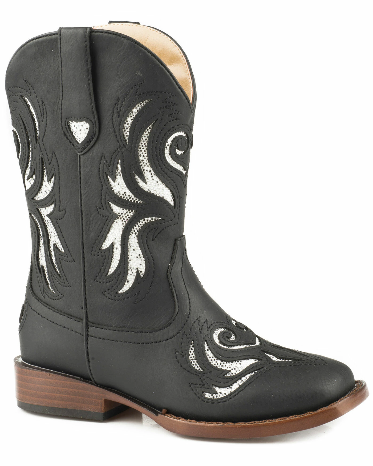 Roper Girls' Black Glitter Breeze Cowgirl Boots - Square Toe 3 Roper Girls' Black Glitter Breeze Cowgirl Boots - Square Toe
