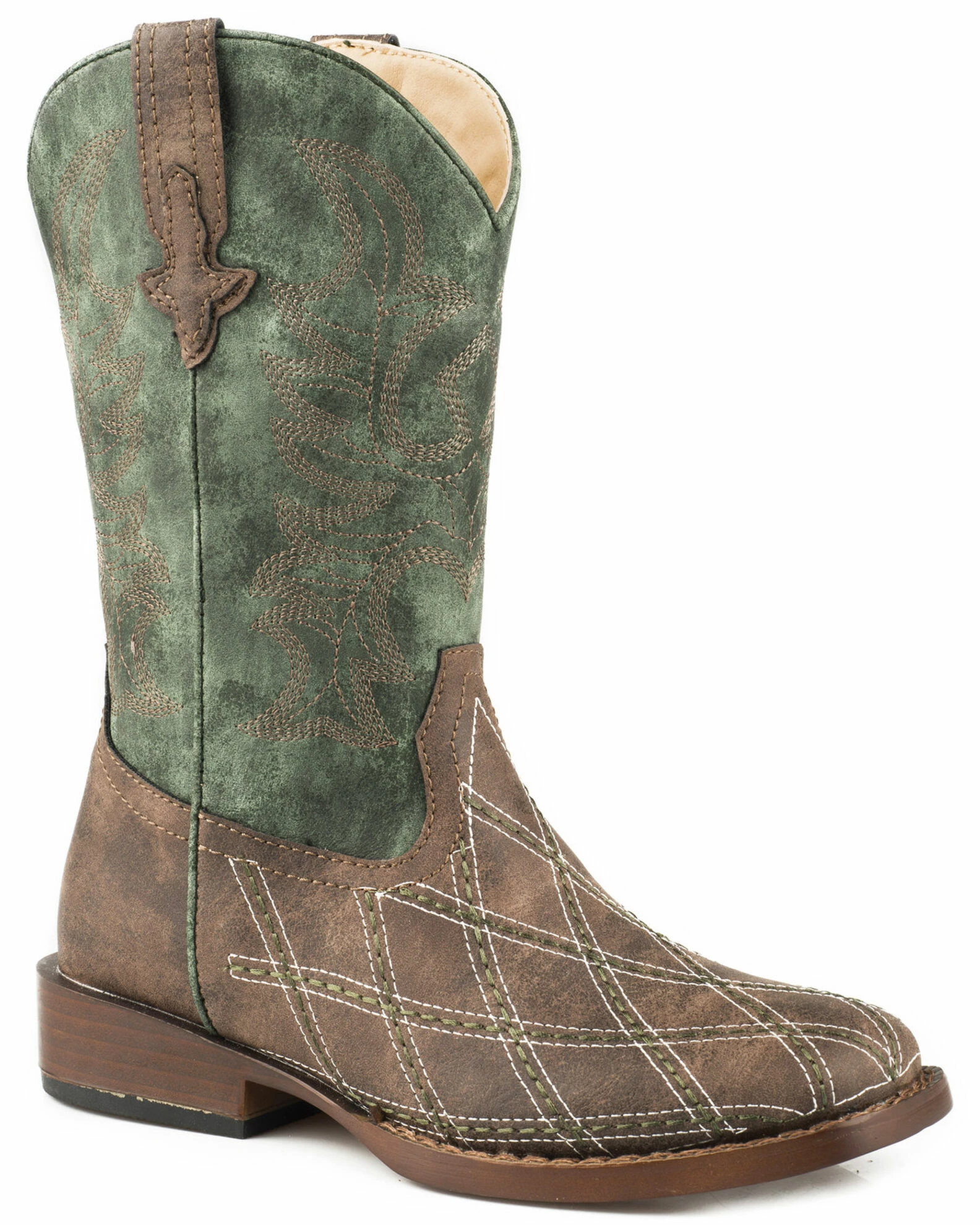 Roper Youth Boys' Cross Cut Cowboy Boots - Square Toe Brown 3 Roper Youth Boys' Cross Cut Cowboy Boots - Square Toe Brown