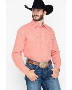 Roper Men's Indigo Blues Mini Check Plaid Long Sleeve Shirt Orange 13 Roper Men's Indigo Blues Mini Check Plaid Long Sleeve Shirt Orange -Roper Shop 2000276266 800 P1 1