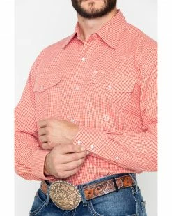 Roper Men's Indigo Blues Mini Check Plaid Long Sleeve Shirt Orange 11 Roper Men's Indigo Blues Mini Check Plaid Long Sleeve Shirt Orange -Roper Shop 2000276266 800 P5