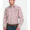 Roper Men's Red Large Fancy Plaid Long Sleeve Western Shirt 