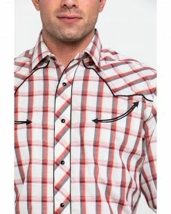 Roper Men's Red Large Fancy Plaid Long Sleeve Western Shirt 12 Roper Men's Red Large Fancy Plaid Long Sleeve Western Shirt -Roper Shop 2000278433 600 P4