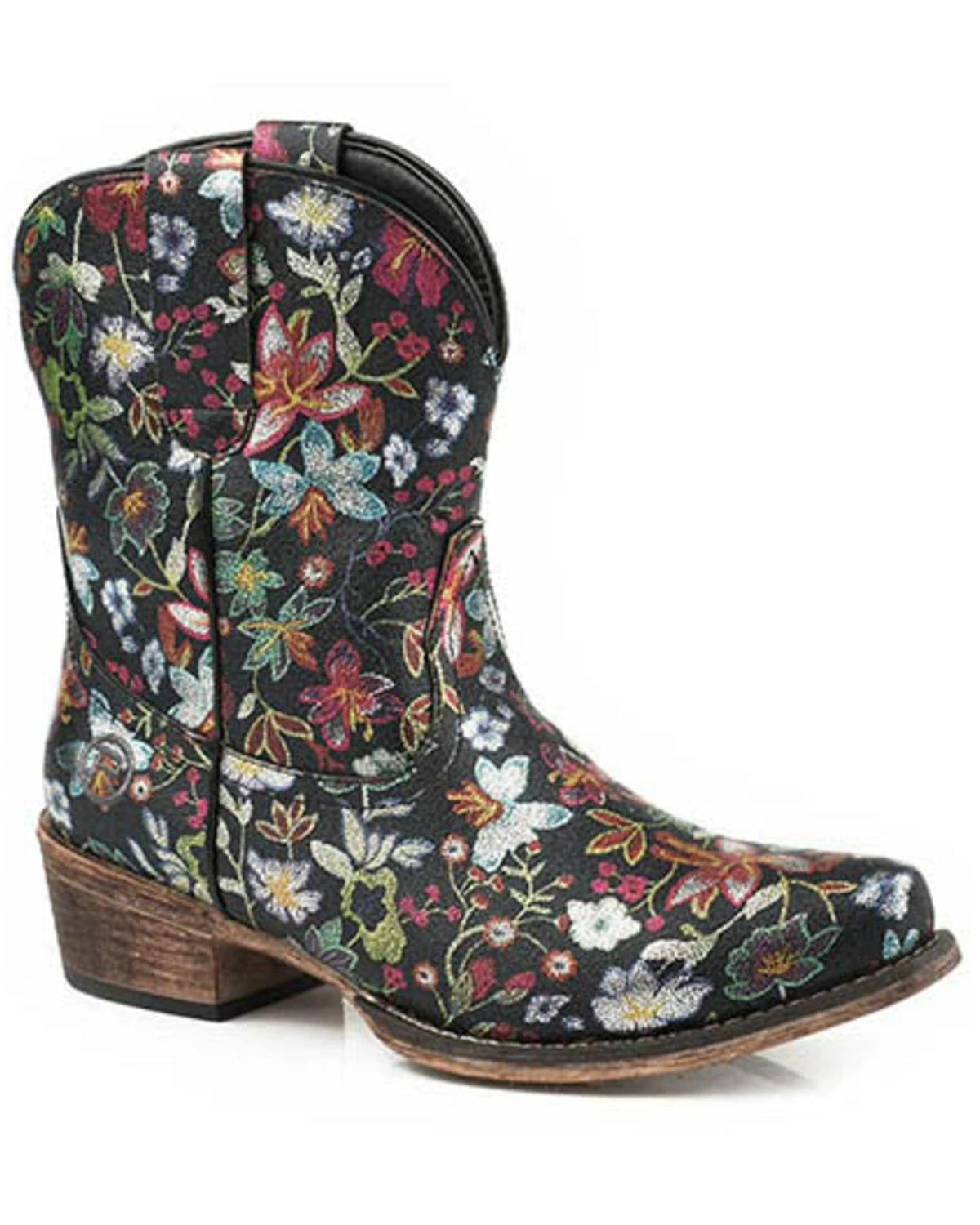 Roper Women's Ingrid Floral Western Booties - Snip Toe Black 4 Roper Women's Ingrid Floral Western Booties - Snip Toe Black - Image 2