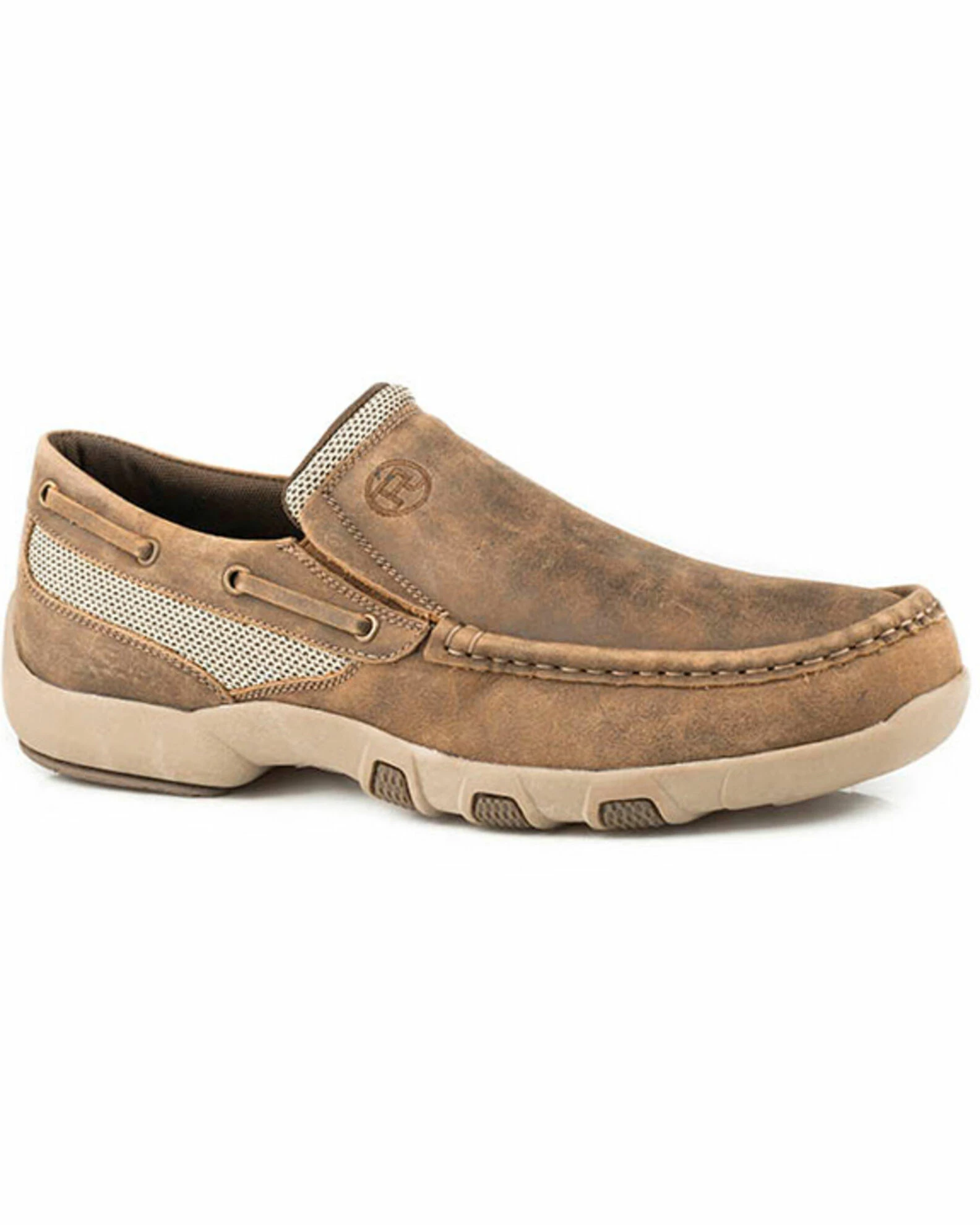 Roper Men's Owen Slip-On Shoes - Moc Toe Brown 3 Roper Men's Owen Slip-On Shoes - Moc Toe Brown