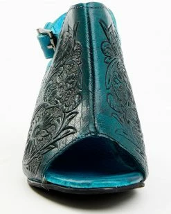 Roper Women's Burnished Turquoise Tooled Sandals - Round Toe Blue 12 Roper Women's Burnished Turquoise Tooled Sandals - Round Toe Blue -Roper Shop 2000286499 400 P4