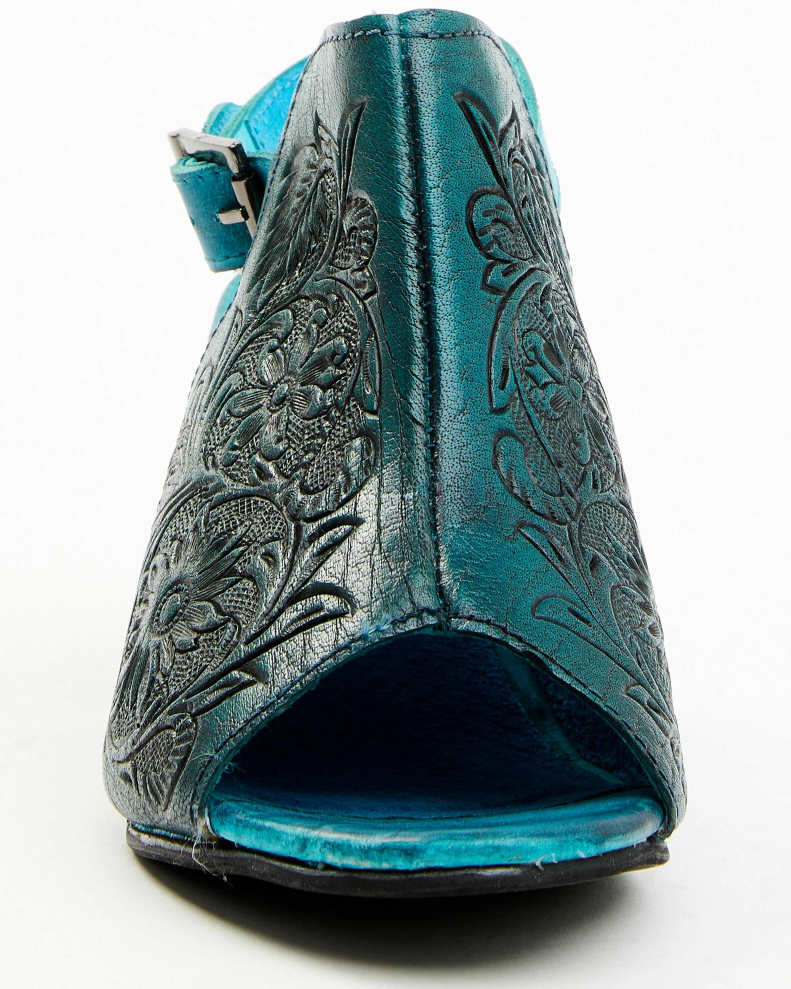 Roper Women's Burnished Turquoise Tooled Sandals - Round Toe Blue 5 Roper Women's Burnished Turquoise Tooled Sandals - Round Toe Blue - Image 4