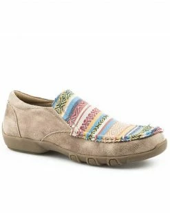 Roper Women's Vintage Beige Multicolor Shoes - Moc Toe Tan