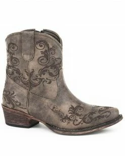Roper Women's Vintage Faux Leather Western Boots - Round Toe Brown