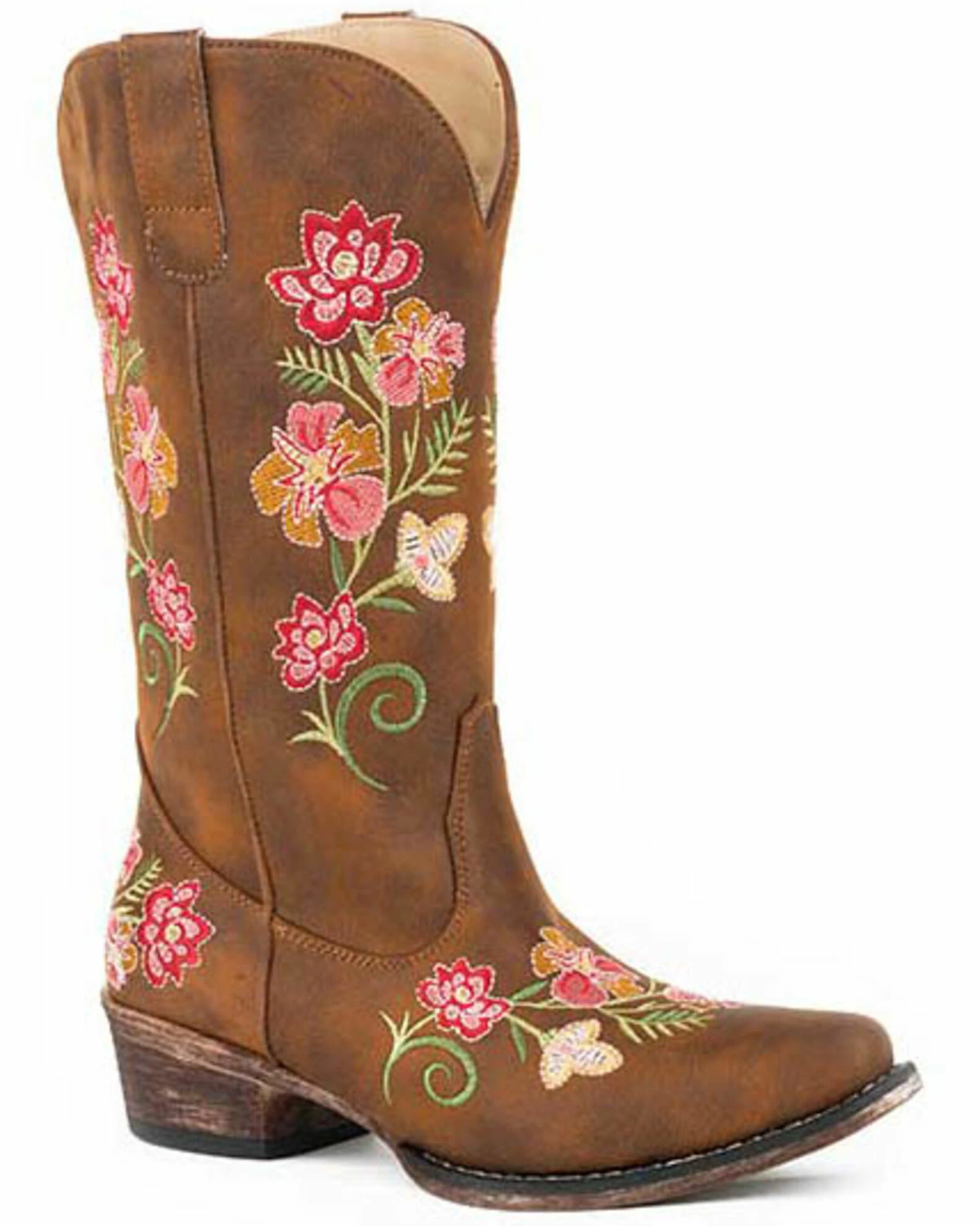 Roper Women's Vintage Cognac Western Boots - Snip Toe Tan 3 Roper Women's Vintage Cognac Western Boots - Snip Toe Tan