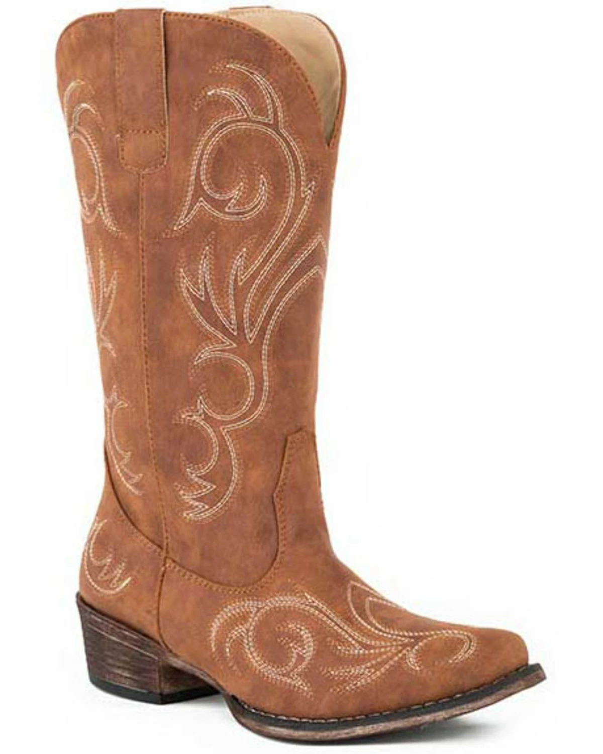Roper Women's All Over Embroidery Western Boots - Round Toe Tan 4 Roper Women's All Over Embroidery Western Boots - Round Toe Tan - Image 2