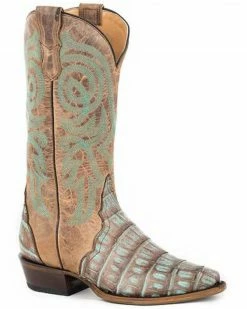 Roper Women's Copper Caiman Western Boots - Snip Toe Blue