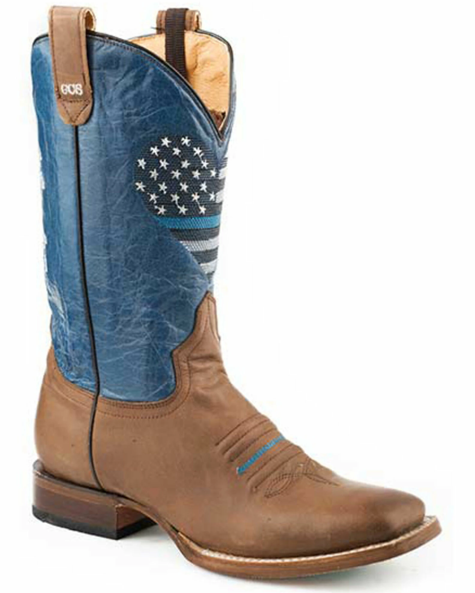 Roper Women's Thin Blue Line Heart Western Boots - Square Toe Brown 3 Roper Women's Thin Blue Line Heart Western Boots - Square Toe Brown