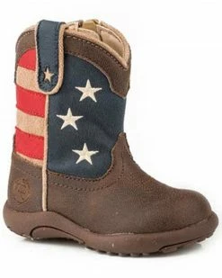 Roper Toddler Boys' American Patriot Western Boots - Round Toe For Toddler-Boys' Brown