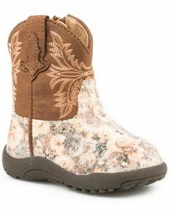 Roper Infant Girls' Claire Floral Western Boots - Round Toe For Infant-Girls' Brown
