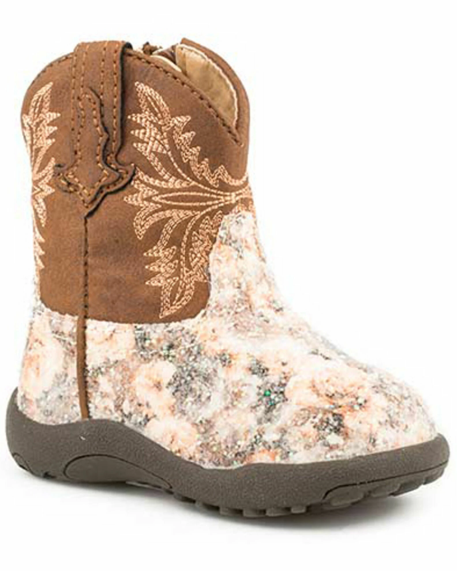 Roper Infant Girls' Claire Floral Western Boots - Round Toe For Infant-Girls' Brown 3 Roper Infant Girls' Claire Floral Western Boots - Round Toe For Infant-Girls' Brown