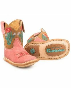 Roper Infant Girls' Cowbaby Cactus Western Boots - Square Toe For Infant-Girls' Tan