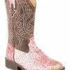 Roper Girls' Glitter Southwest Western Boots - Square Toe Pink 1 Roper Girls' Glitter Southwest Western Boots - Square Toe Pink -Roper Shop 2000286610 650 P1