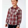Roper Boys' Multi Plaid Long Sleeve Western Shirt Red 1 Roper Boys' Multi Plaid Long Sleeve Western Shirt Red -Roper Shop 2000287218 600 P1