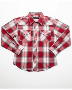 Roper Boys' Multi Plaid Long Sleeve Western Shirt  Red -Roper Shop 2000287218 600 P4