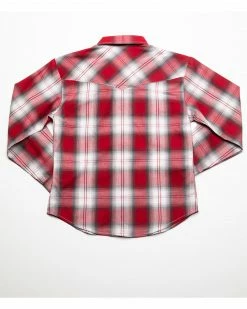 Roper Boys' Multi Plaid Long Sleeve Western Shirt  Red -Roper Shop 2000287218 600 P6