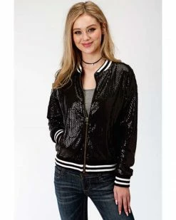 Roper Women's Black Sequin Bomber Jacket -Roper Shop 2000287236 001 P1 1