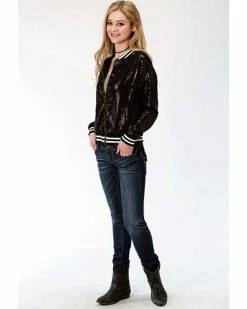 Roper Women's Black Sequin Bomber Jacket -Roper Shop 2000287236 001 P3