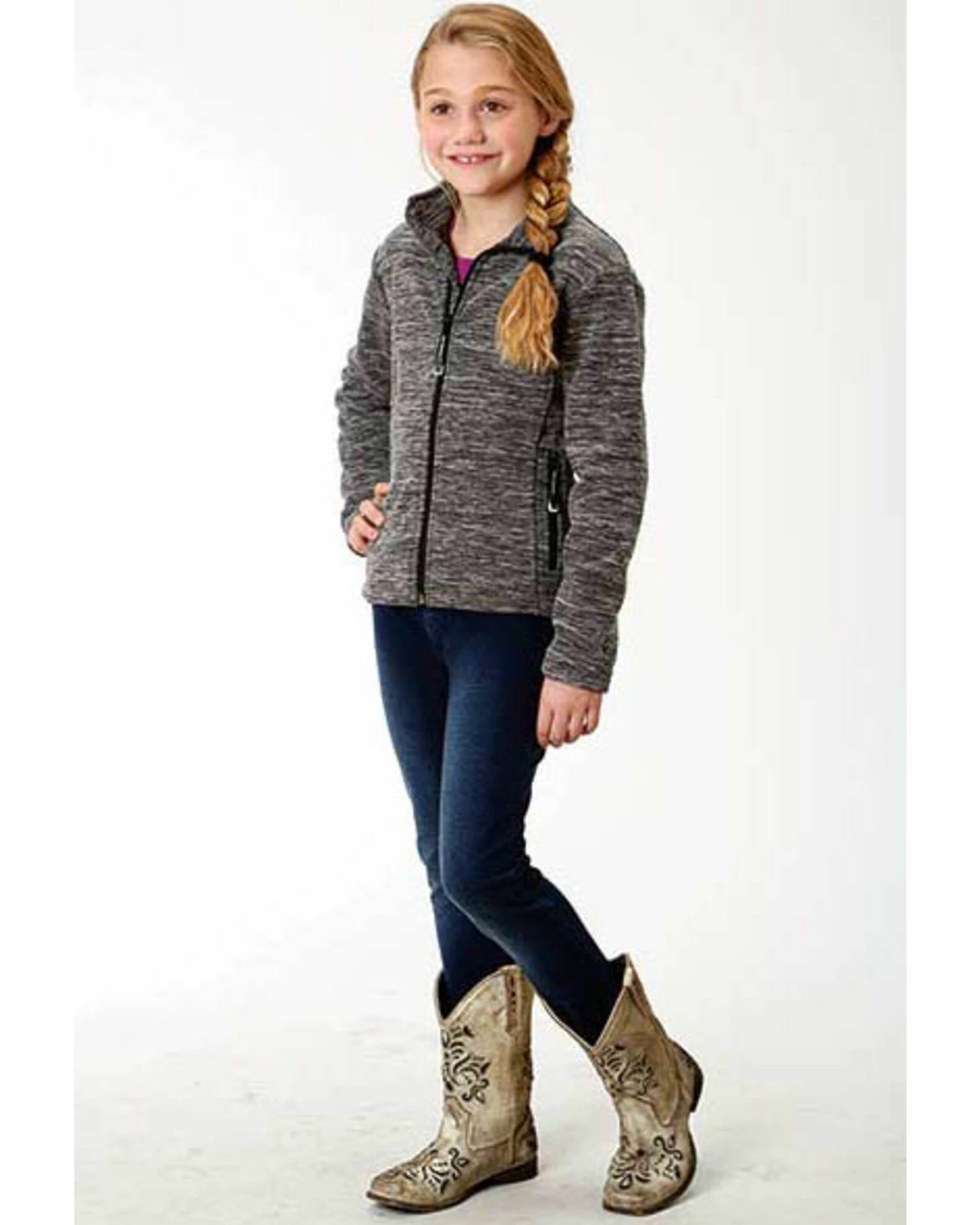 Roper Girls' Micro Fleece Jacket Black 5 Roper Girls' Micro Fleece Jacket Black - Image 3
