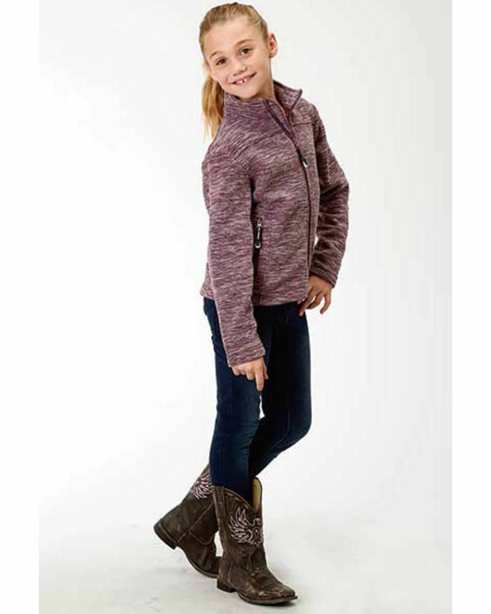 Roper Girls' Purple Micro Fleece Jacket 5 Roper Girls' Purple Micro Fleece Jacket - Image 3