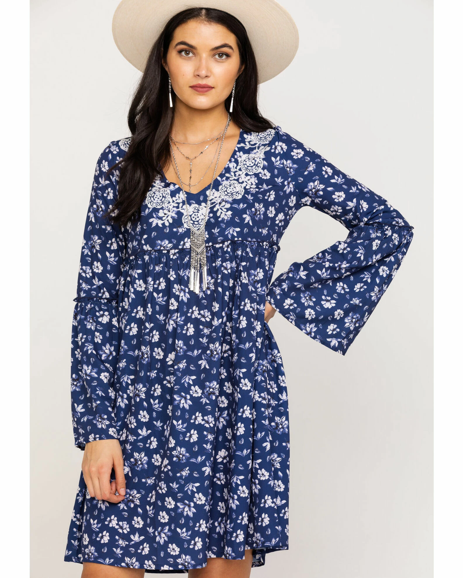 Roper Women's Navy Floral Print Dress Blue 3 Roper Women's Navy Floral Print Dress Blue