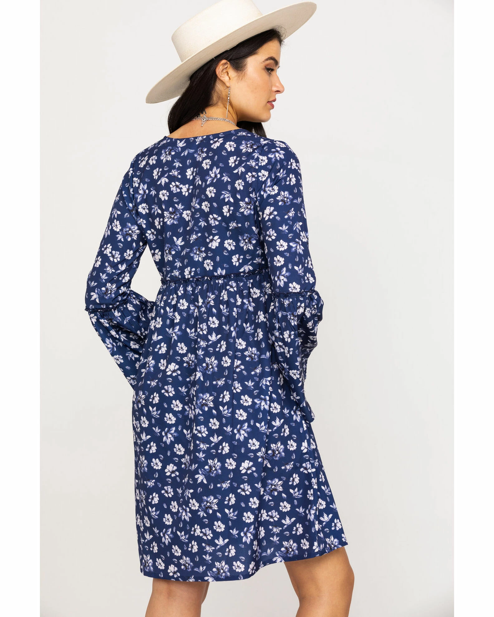 Roper Women's Navy Floral Print Dress Blue 4 Roper Women's Navy Floral Print Dress Blue - Image 2