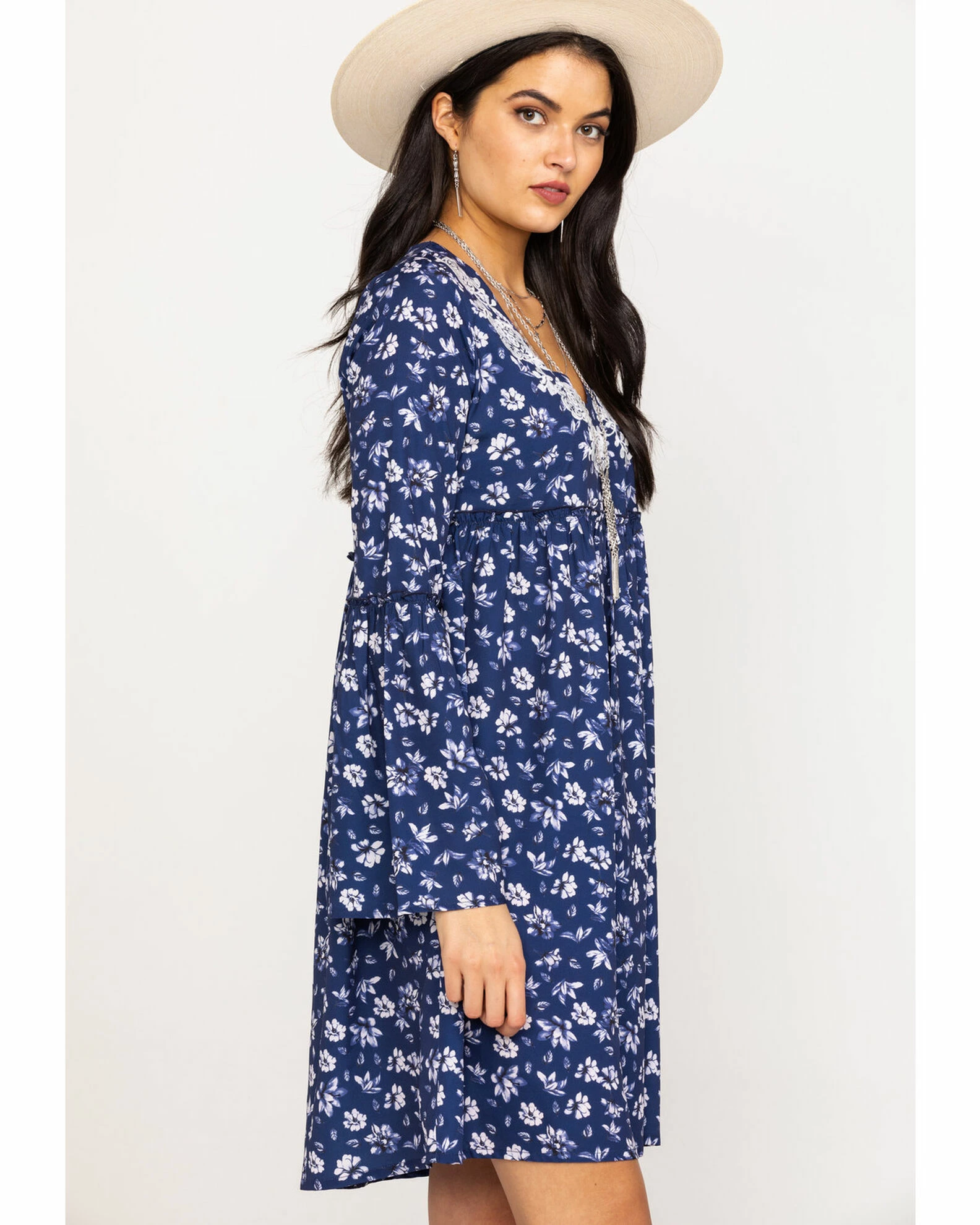 Roper Women's Navy Floral Print Dress Blue 5 Roper Women's Navy Floral Print Dress Blue - Image 3