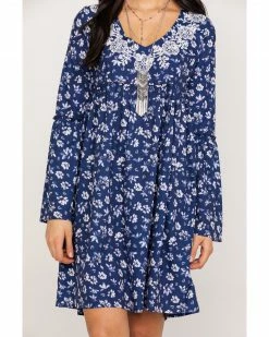 Roper Women's Navy Floral Print Dress Blue 12 Roper Women's Navy Floral Print Dress Blue -Roper Shop 2000287271 400 P4