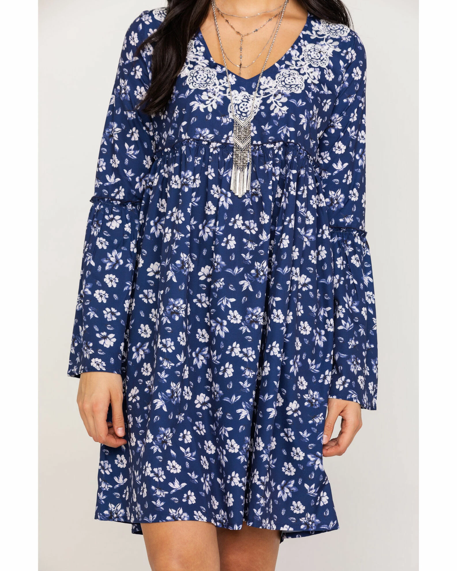 Roper Women's Navy Floral Print Dress Blue 6 Roper Women's Navy Floral Print Dress Blue - Image 4