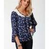 Roper Studio West Women's Steel Magnolias Print Lace Yoke Blouse Blue 2 Roper Studio West Women's Steel Magnolias Print Lace Yoke Blouse Blue -Roper Shop 2000287296 400 P1