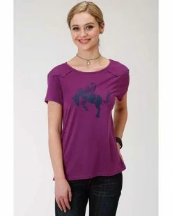 Roper Women's Bucking Bronco Graphic Short Sleeve Tee Purple 9 Roper Women's Bucking Bronco Graphic Short Sleeve Tee Purple -Roper Shop 2000287300 500 P1 1