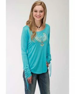 Roper Women's Eagle Graphic Long Sleeve Top Blue 9 Roper Women's Eagle Graphic Long Sleeve Top Blue -Roper Shop 2000287304 400 P1 1