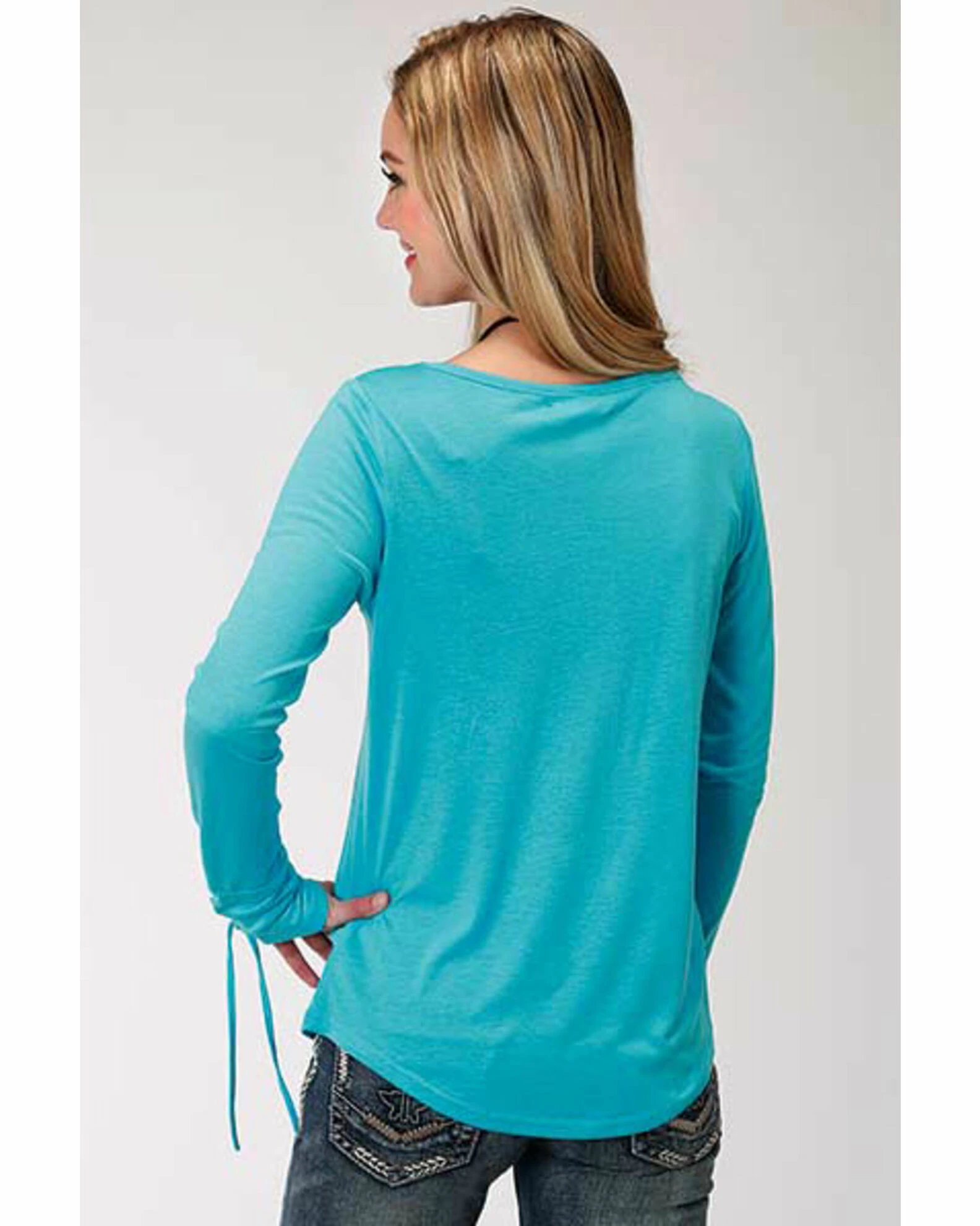 Roper Women's Eagle Graphic Long Sleeve Top Blue 4 Roper Women's Eagle Graphic Long Sleeve Top Blue - Image 2