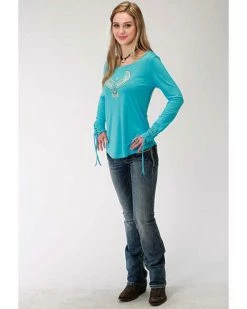 Roper Women's Eagle Graphic Long Sleeve Top Blue 8 Roper Women's Eagle Graphic Long Sleeve Top Blue -Roper Shop 2000287304 400 P3