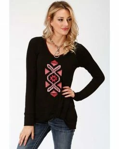 Roper Studio West Women's Native Arts Embroidered Sweater Black